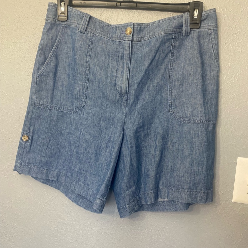 Talbots Blue Women's  Linen Blend Shorts beach casual Size 10 NWT